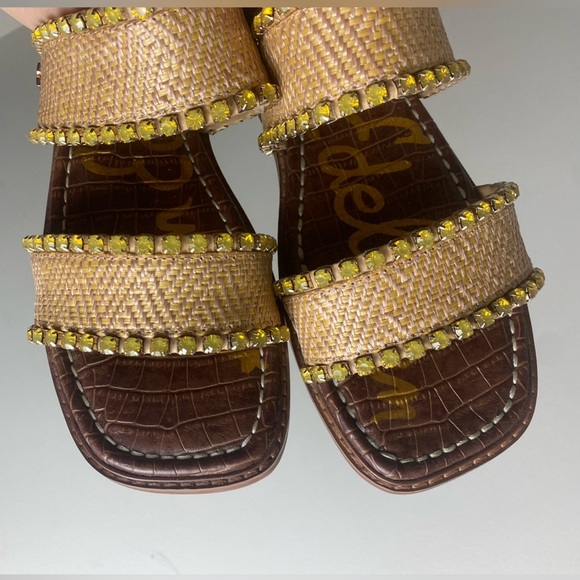 Sam Edelman Women's Hopie Square Toe Crystal-Lined Sandals Tan - Size 7.5 - Picture 5 of 6